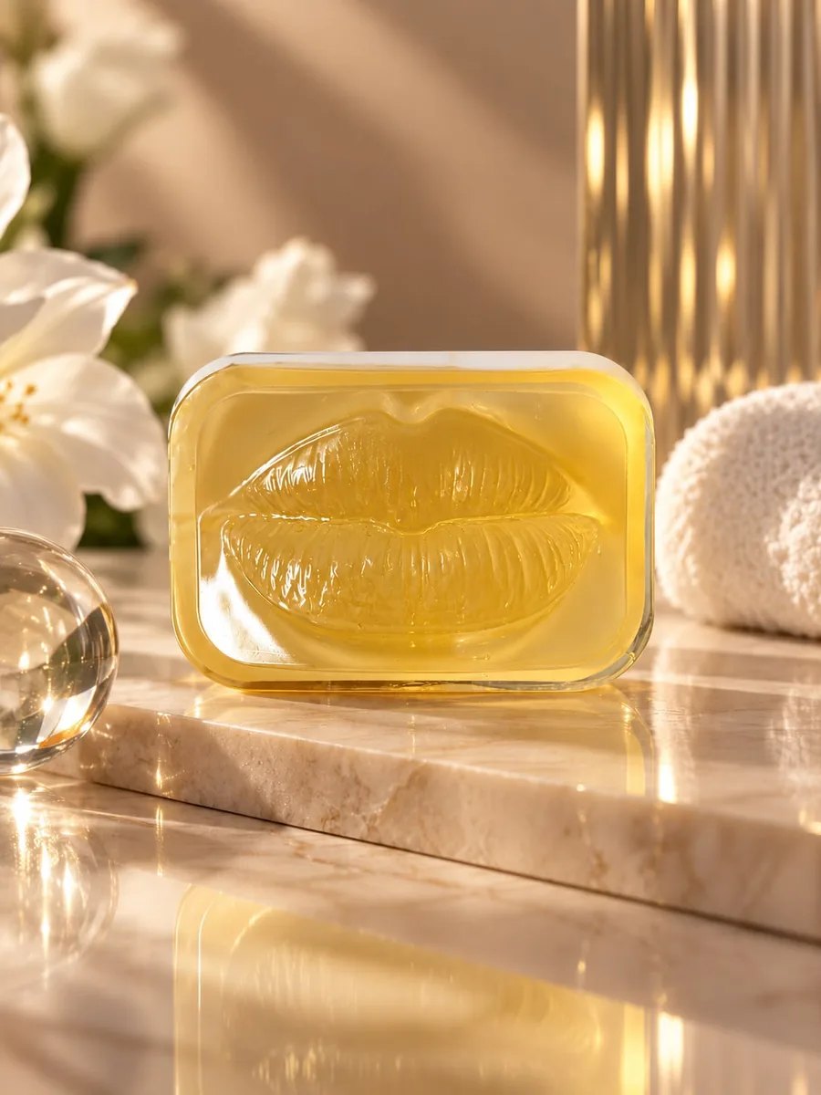 Golden Lips şeffaf dudak pratik maketi, saklama kabı içinde